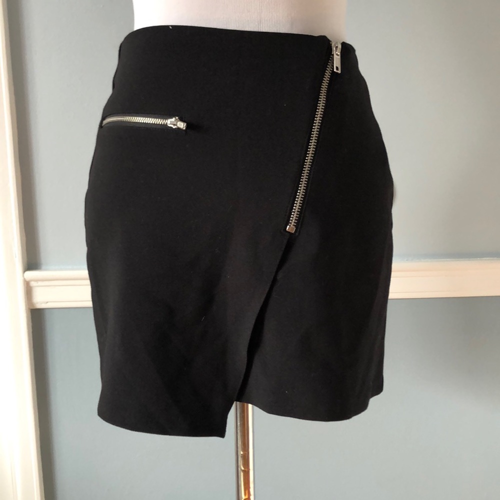 Black asymmetric Mini skirt